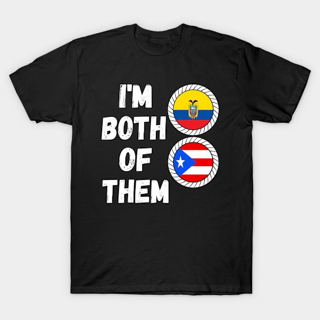 Half Puerto Rican Half Ecuadorian Heritage Ecuador Roots & Puerto Rico DNA Family Flag Design T-Shirt by OriginalGiftsIdeas